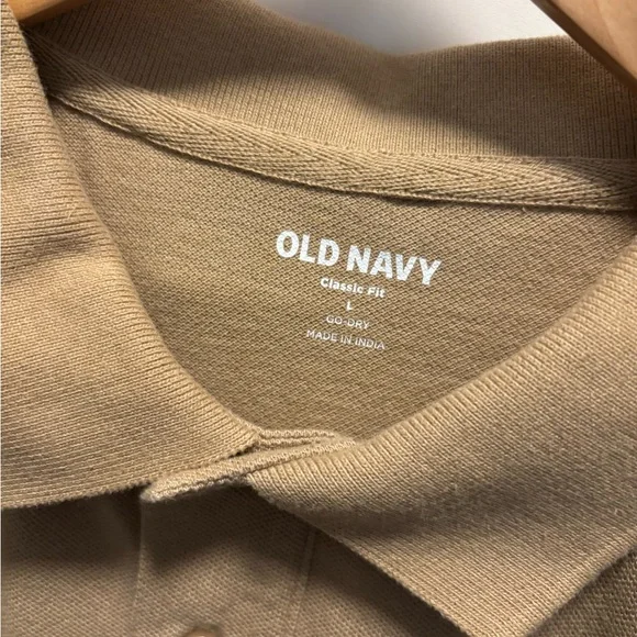 Old Navy Men's Polo Shirt in Tan and White - Picture 2 of 2